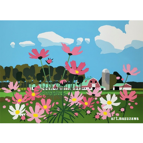 藤倉英幸 『夏空に』 シルクスクリーン - 北海道画廊