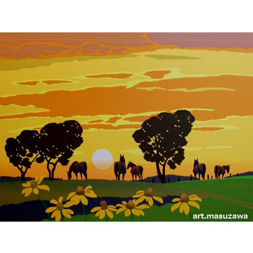 藤倉英幸 『夕凪ぎの積丹』 シルクスクリーン - 北海道画廊